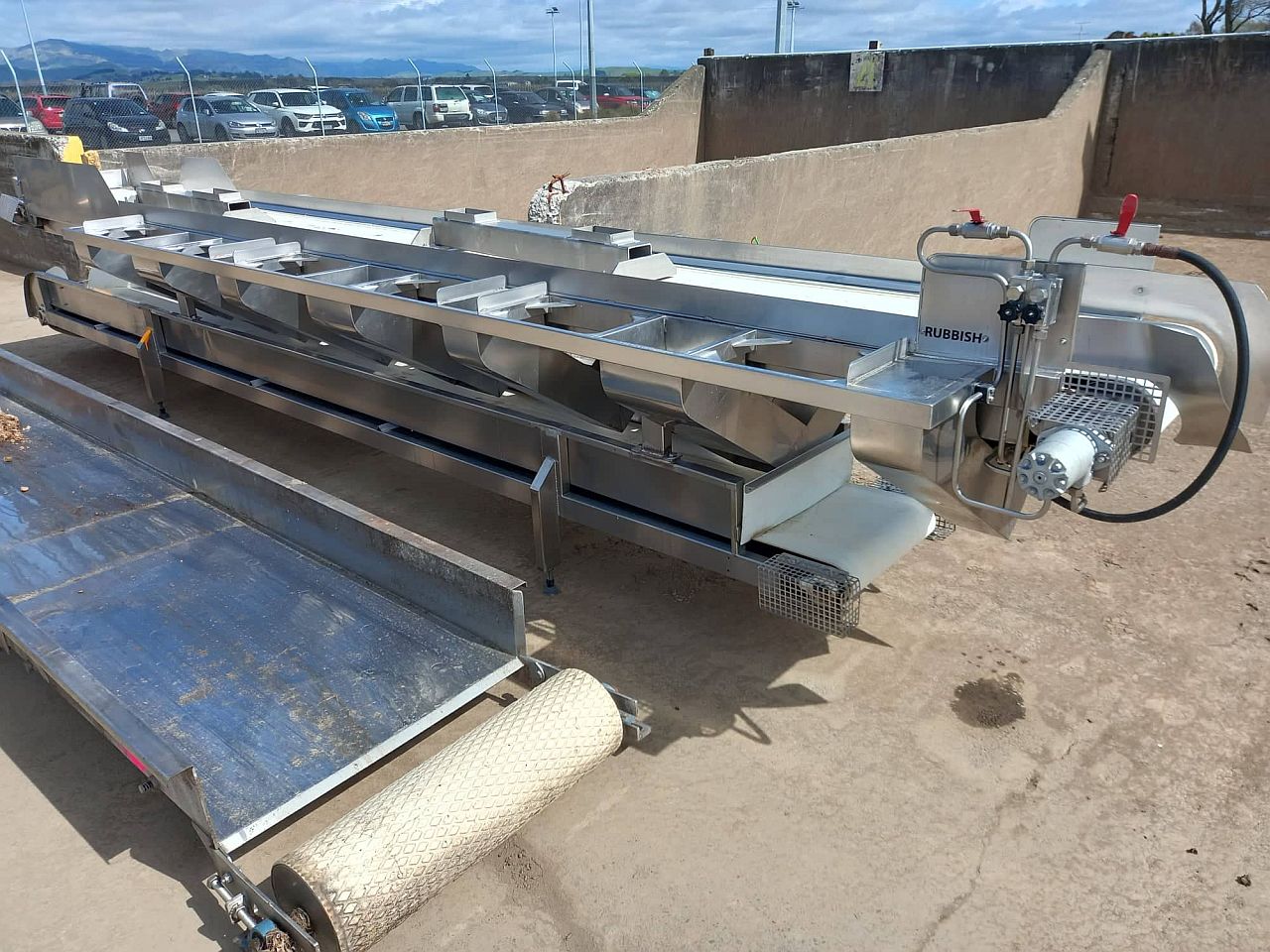 Used Stainless Food Grade Belt Conveyor With Waste Belt For Sale NZ